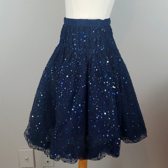 SzS Miss Sixty Navy Sequin Bubble Skirt - Picture 4 of 8